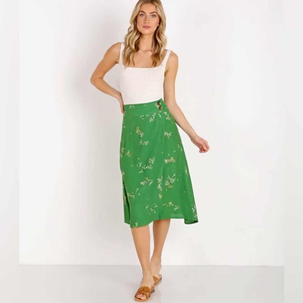 Faithfull the Brand Valois Midi Skirt Myrtille Floral Print, EUC